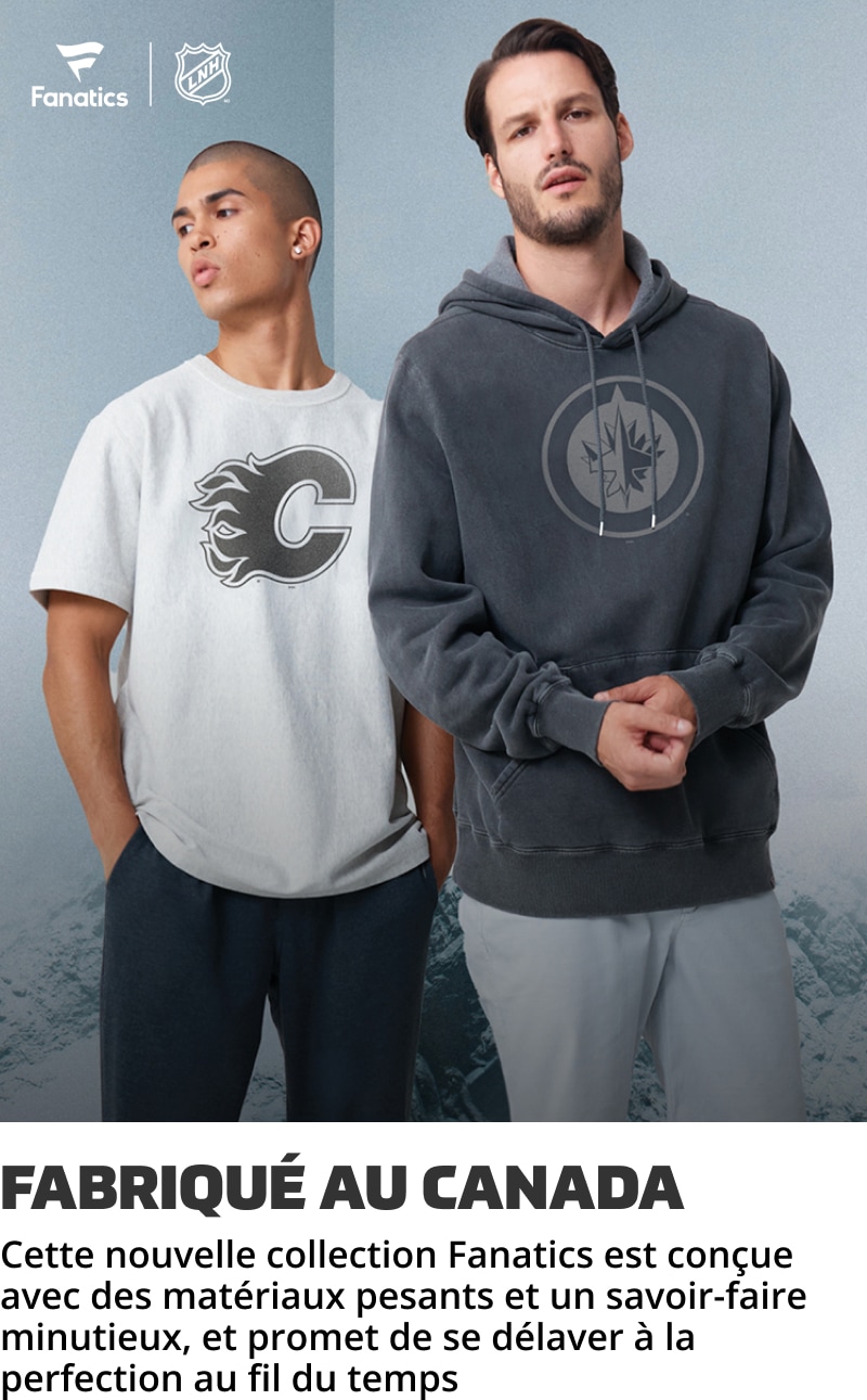 Fabriqué au Canada Cette nouvelle collection Fanatics est conçue avec des matériaux pesants et un savoir-faire minutieux, et promet de se délaver à la perfection au fil du temps.